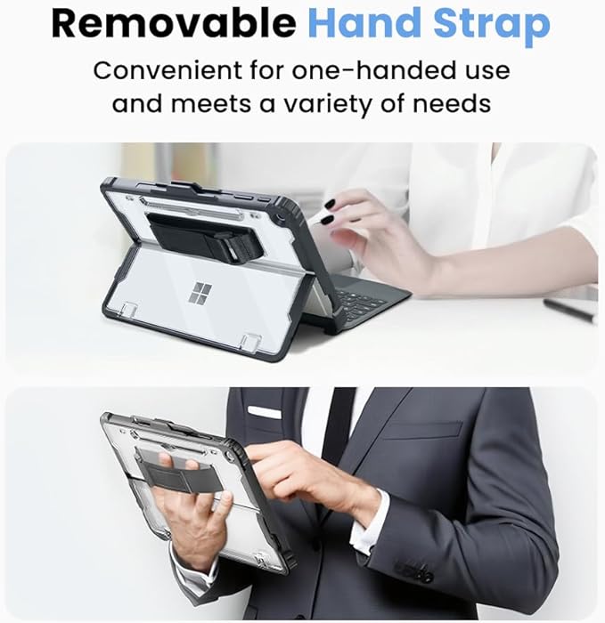 Omnpak Case for Microsoft Surface Pro 12 2025 Rugged Protective Cover with Pen Holder Removable Hand Strap &amp Shoulder Strap Multiple Angle Viewing