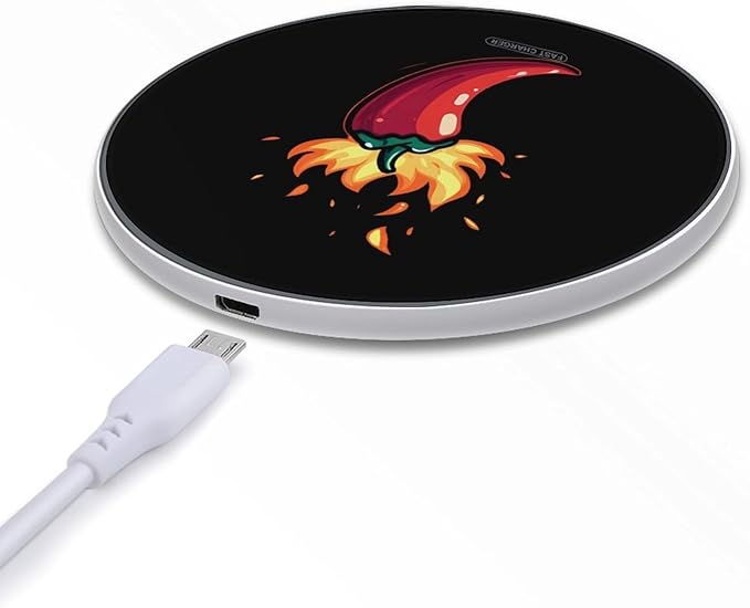 Chili Pepper Fire Wireless Charger Anti-Slip Wireless Charging Pad Slim Charger Mat for Men Women