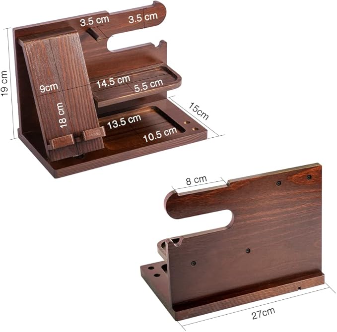 Gifts for Men Wood Phone Docking Station for Mens Gifts for Christmas Husband Anniversary Dad Birthday Gifts for Men or Dad - Nightstand Organizer Purse Father Desk Accessories &amp Workspace Organiz