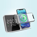 IHAO Multifunctional Alarm Clock with Wireless Charging for Phone 15W Fast Charger Large LED Display Temperature Phone Bracket for Bedside &amp Desk-W5 White