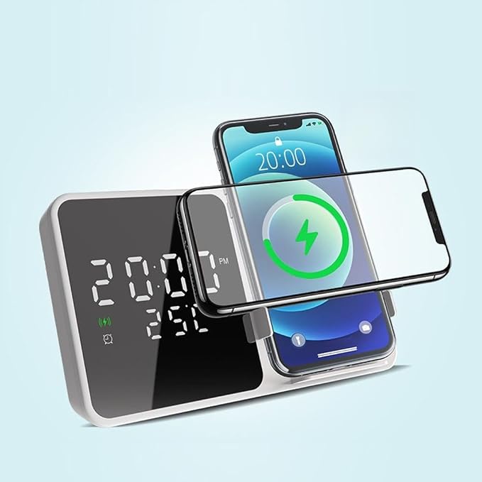 Wireless Charger Alarm Clock W5 White