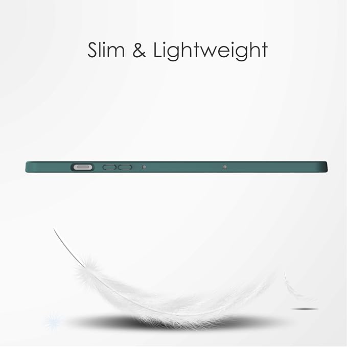 for Samsung Galaxy Tab S10 Lite/ S10 FE/ S9 FE 10.9 Inch Tri-Fold Smart Tablet Case with Pen Holder Shockproof Protective Cover W Transparent Back Shell Auto Wake/SleepGreen
