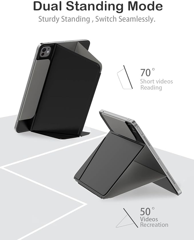 Feams for iPad Pro 11 Inch Case M5/M4 2025/2024 Slim V-Fold iPad Pro 11 Inch M5/M4 Case 2025/2024 Magnetic Detachable Clear Back with Horizontal Adjustable Stand &amp Vertical Stand &amp Auto Sleep