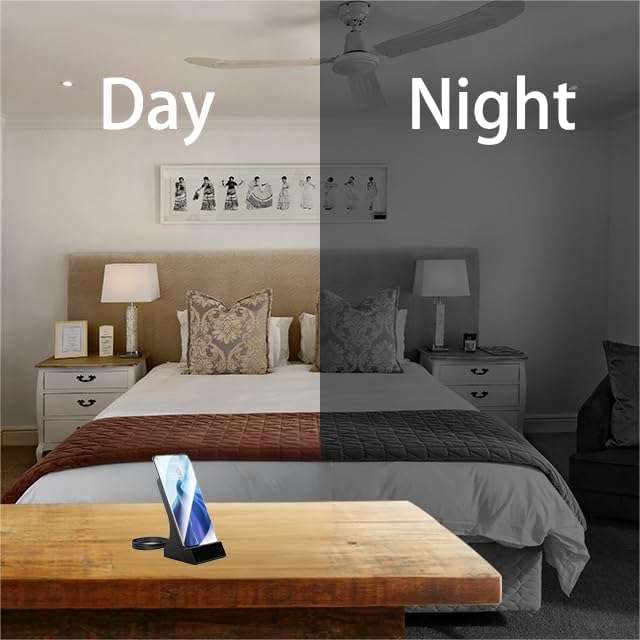 LIZVIE Phone Charger Hidden Camera 120° Wide-Angle View App Control/Motion Detection/Night Vision/Loop SD Storage Wireless Charging 2.4G WiFi for Office Indoor Security.