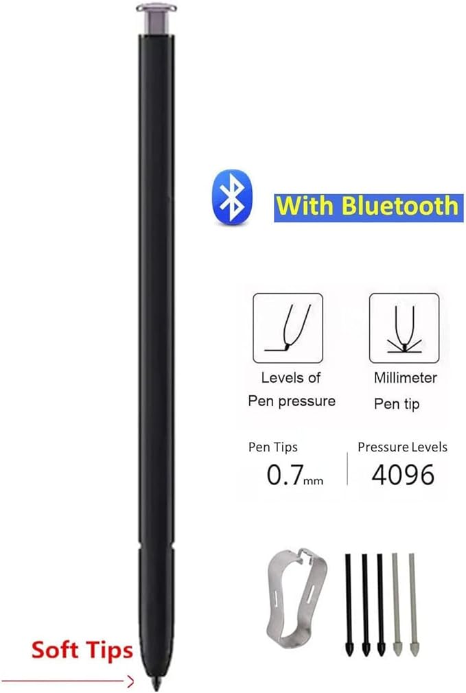 S23 Ultra Stylus Pen (WithBluetooth) Replacement for Samsung Galaxy S23 Ultra 5G All Versions Touch Pen +Tips/Nibs. (Lavender)
