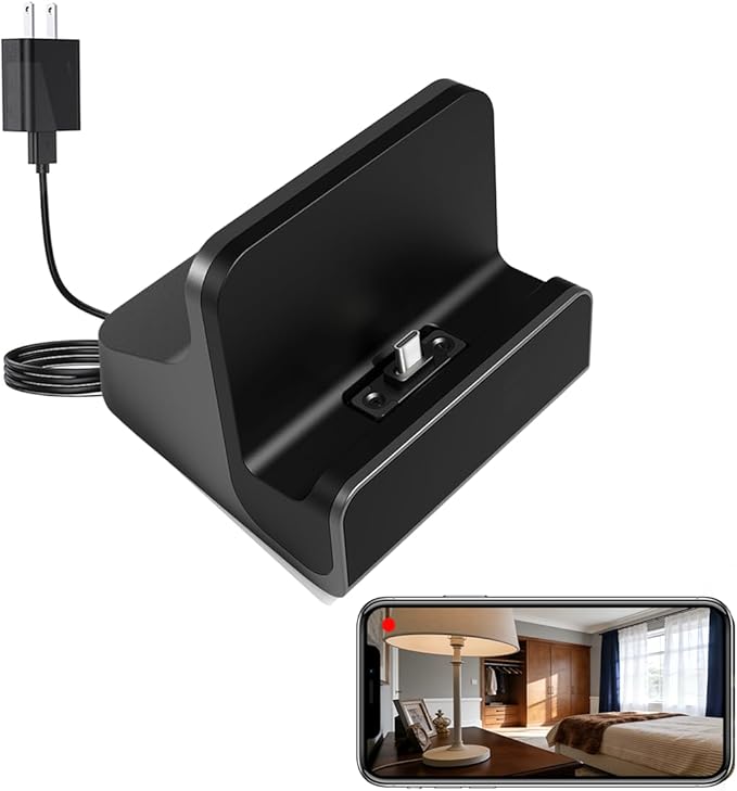 LIZVIE Wireless 5G USB-C 2K Phone Charger Dock 170° Wide-Angle Motion Detection Night Vision App View Control Loop SD Storage for Home/Office/Baby/Pets/Elderly Security.