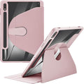 Rotating Case for Samsung Galaxy Tab S8 Plus 2022 / S7 FE 2021 / S7 Plus (SM-T970 T975 T976) 2020 12.4-Inch with Pencil Holder 360 Degree Rotation Clear Back Cover Auto Wake/Sleep (Pink)