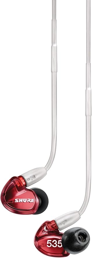 Shure SE535LTD Professional Wired Sound Isolating Earbuds High Definition Sound + Natural Bass Three Drivers Secure in-Ear Fit Detachable Cable Durable Quality - Red