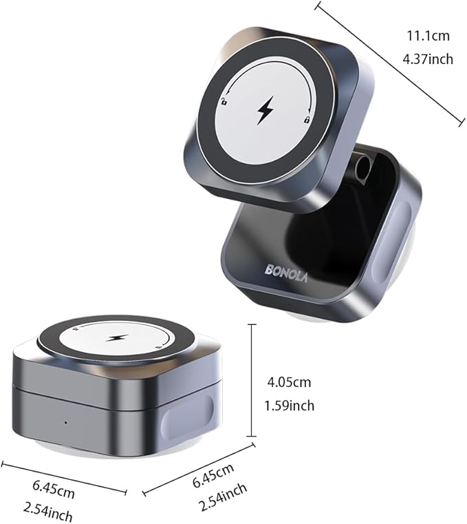 15W Vacuum Wireless Charger Holder Suction Cup Car Charger Stand for iPhone 17 16 15 14 13 12&amp Android Foldable Magnetic Phone Mount Use in Mirror/Dashboard/Windshield