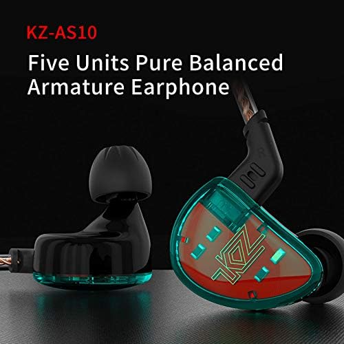 KZ AS10 in Ear Monitor Earbuds Headphone Pure 5 Balanced Armature 5BA KZ Earbuds Earphone Musician in Ear Monitor Headphone High Fidelity HiFi Headset (No Microphone Green)