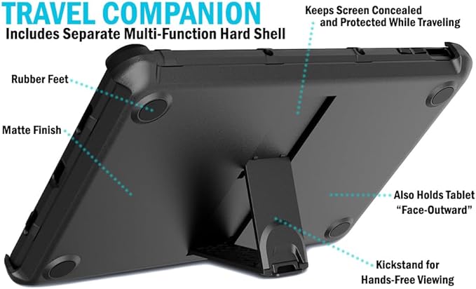 Case and Travel Cover for Google Pixel Tablet (2023) Nakedcellphone Special Ops Rugged Shield and Hard Shell View Stand Companion - Black Carbon Fiber Design