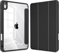 Tuiklol for iPad (A16 Chip) 11th Generation 11 inch 2025 / iPad 10th Generation 10.9 inch 2022 Case Buit in Pencil Holder with Clear Back Shell Cover Trifold Stand Auto Wake/Sleep Black