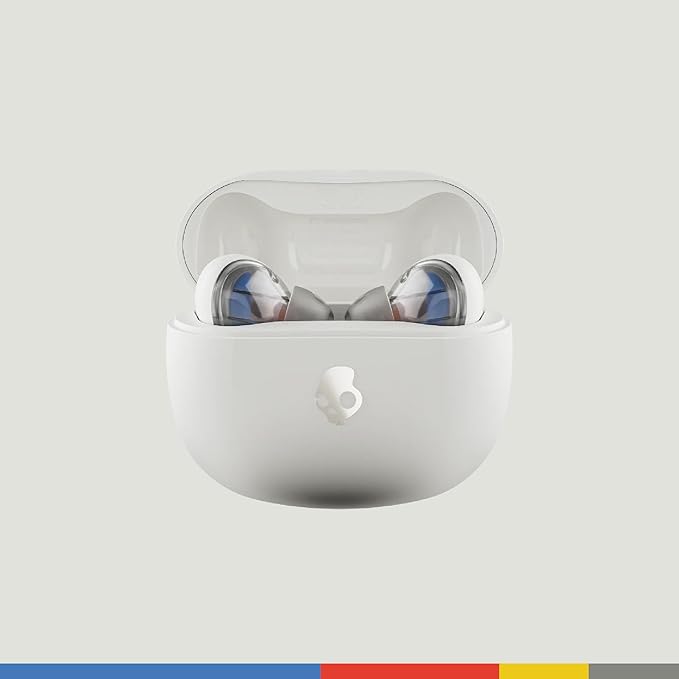 Skullcandy Rail Wireless Earbuds Bluetooth Headphones Noise Isolating Fit Up to 42 Hours Battery IP55 Sweat and Water Resistant Microphone for iPhone Android - Bone