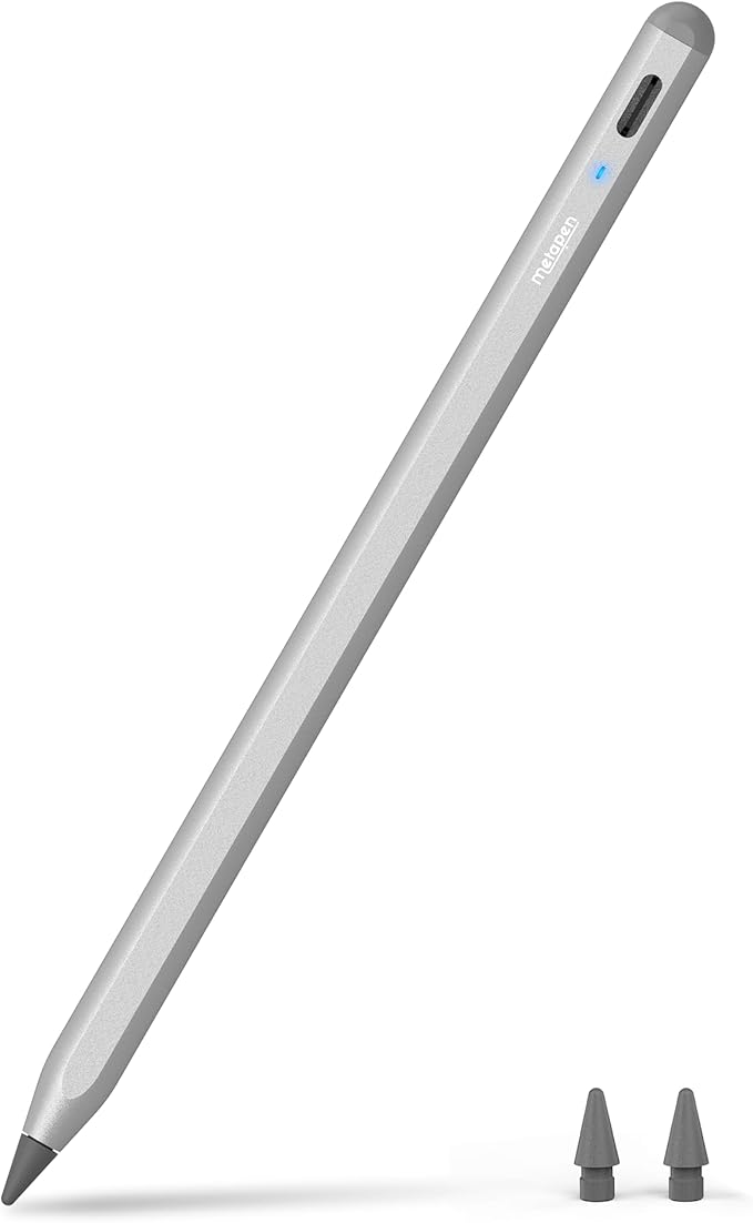 Metapen Pencil A8 for Apple iPad 2018-2026 (2X Faster Charge) Tilt Sensitivity Pixel Precision Stylus Pen for iPad 11/10/9/8/7/6th Gen Pro 12.9/11/13-inch M4 Air 3/4/5/M2/M3 Mini 5/6th Grey