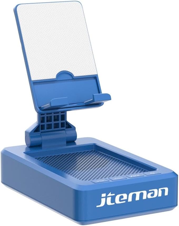 JTEMAN Phone Stand with Wireless Bluetooth Speaker HD Surround Sound Bluetooth Speaker for Desk Perfect for Home Kitchen Gadgets GiftsCompatible with iPhone/ipad/Samsung Galaxy(Blue)
