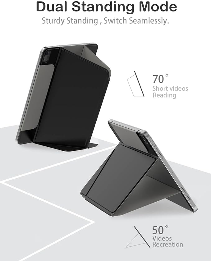 Feams V Fold Case for iPad (A16) 11th Generation 11 Inch 2025 iPad 10th Generation 10.9 Inch 2022 V-Shaped Standing Magnetic Detachable Clear Back Case with Landscape Portrait Mode&ampAuto Sleep B