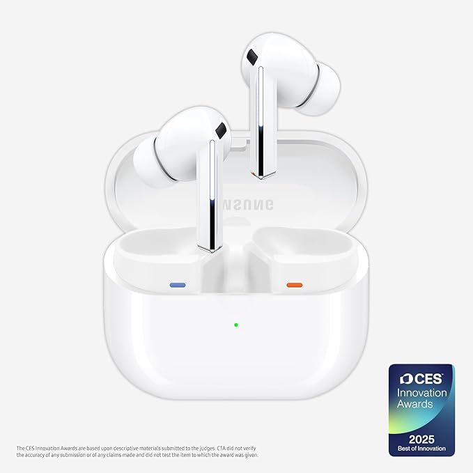 Samsung Galaxy Buds 3 Pro AI True Wireless Bluetooth Earbuds Noise Cancelling Sound Optimization Redesigned Comfort Fit White [US Version Amazon Exclusive 2Yr Warranty]