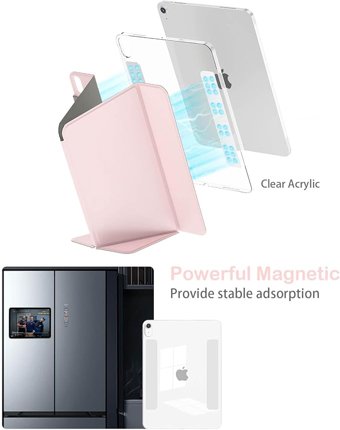Feams V Fold Case for iPad (A16) 11th Generation 11 Inch 2025 iPad 10th Generation 10.9 Inch 2022 V-Shaped Standing Magnetic Detachable Clear Back Case with Portrait Mode &amp Auto Sleep Light Pin