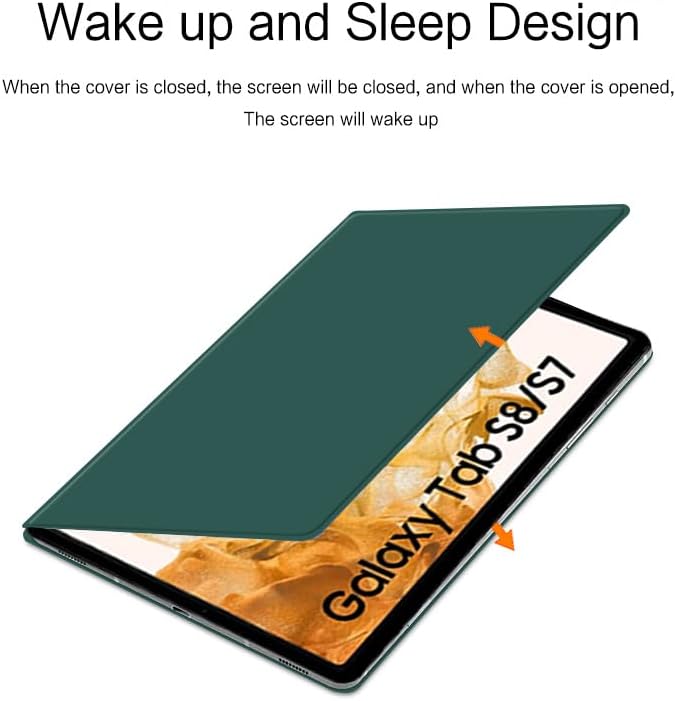 Magnetic Case for Galaxy Tab S8 11 inch 2022 (SM-X700/SM-X706)/S7 2020 (SM-T870/T875) with S-Pen Holder Lightweight and Slim Magnetic Stand Case with Auto Sleep/Wake DarkGreen