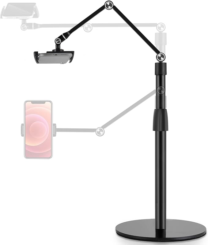 Viozon Tablet Phone Overhead Stand Height &amp 360 Degree Angle Adjustable Aluminum Desktop Stand Compatible with 3.5-11 Cellphone or Tablet Such as iPhone iPad Pro Air Mini Samsung Nexus(AP-4P