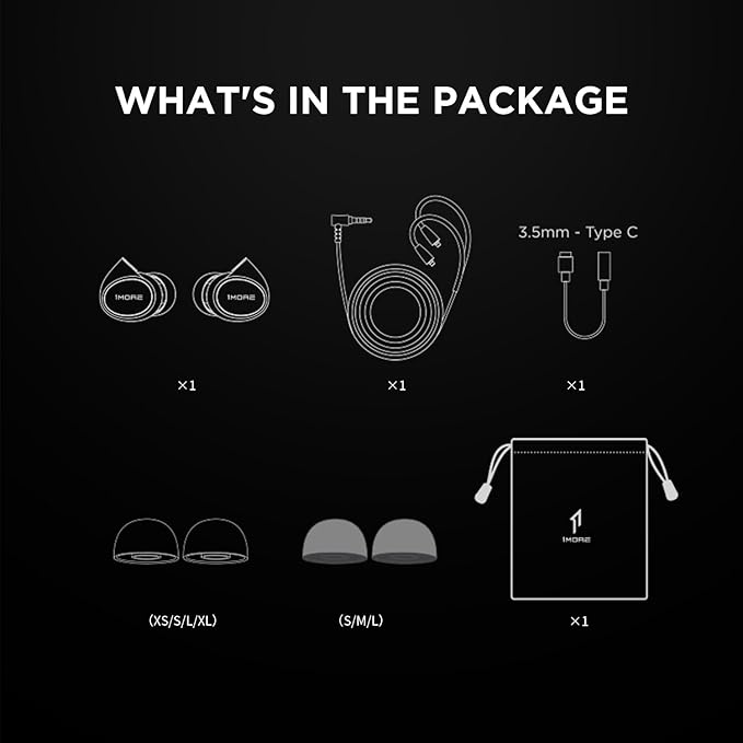 1MORE Penta Driver in-Ear Monitor Earphones Hi-Res Certified Hybrid Multi-Driver HiFi Wired IEM Headphones Detachable MMCX Connector MEMS Mic and 3-in-1 Control for Smartphones/PC/Tablet