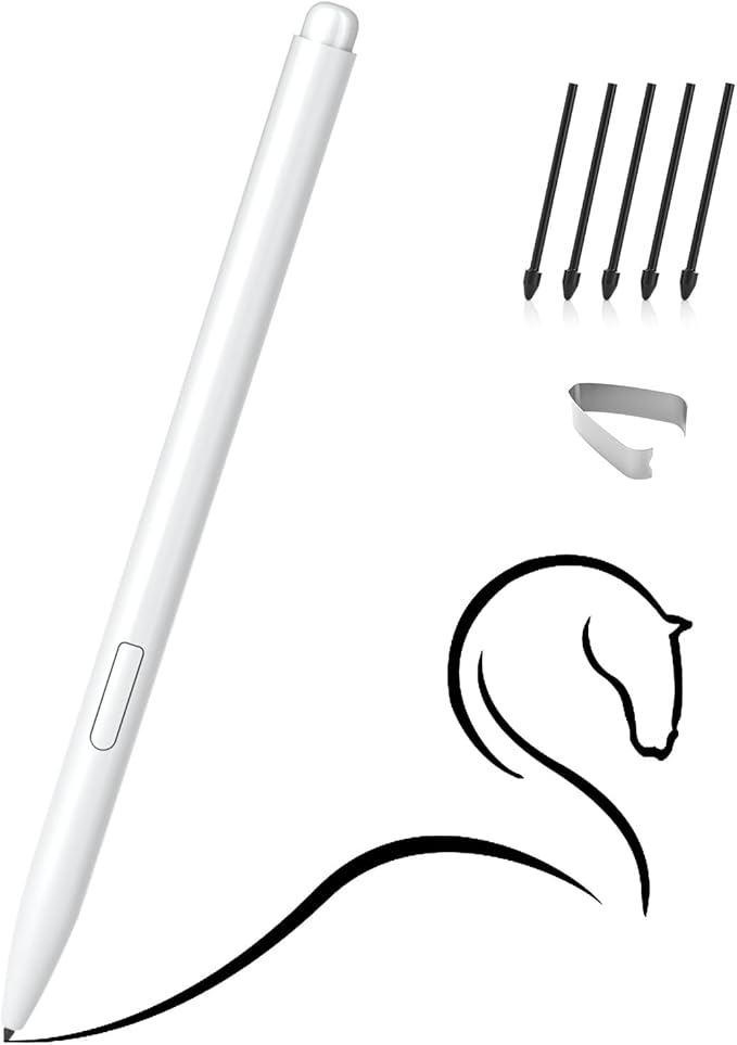 Magnetic EMR Stylus Compatible with Remarkable 2 Replacement Digital Pen with Eraser 4096 Pressure Levels Palm Rejection Tilt Support for Remarkable/Samsung/Wacom/Onyx EMR Devices-5 Tips (White)