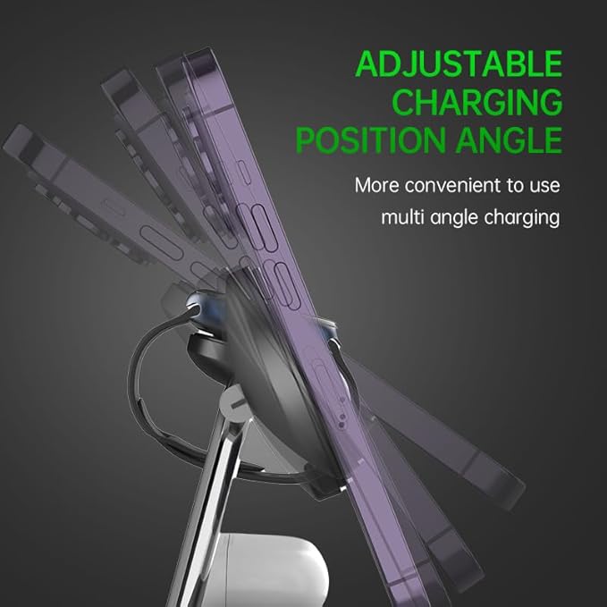 Wirleless Charger 3 in 1 Wireless Charging Station for iPhone 16/15/14/13/12 Fast Charging for AirPods/Apple Watch &ampSamsung Galaxy Watch with Night Light