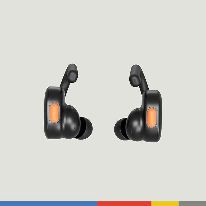 Skullcandy Push Active Wireless Earbuds Bluetooth Headphones Noise Isolating 44 Hrs Battery Secure-Fit Over-Ear Hanger Sweat and Water Resistant Microphone for iPhone Android - True Black/Orange