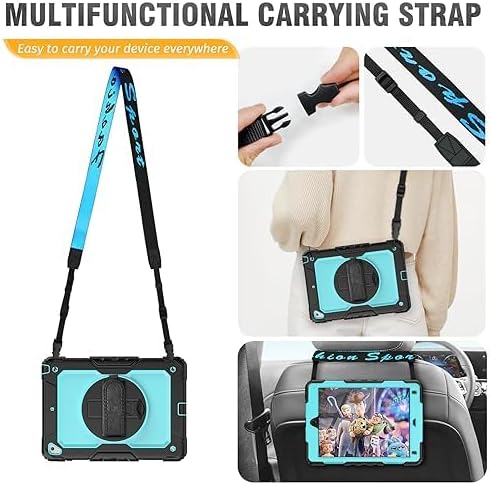 HXCASEAC Case for iPad Pro 9.7 Air 2 9.7 inch 6th/5th Gen 2018/2017/2016/2014 with Screen Protector/Pencil Holder/ 360 Rotating Hand Strap Stand Full Body Protective Cover for iPad 9.7 - Blue