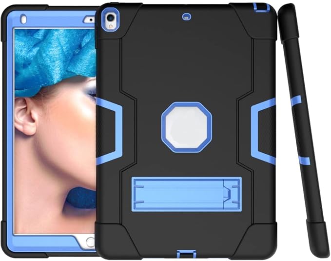 Jaorty Case for iPad Air 3 10.5 2019for iPad Pro 10.5 inch 2017 Case3 in 1 Hybrid [Soft&ampHard] Heavy Duty Rugged Stand Shockproof Anti-Slip Anti-Scratch Full-Body Protective CaseBlack/Blue