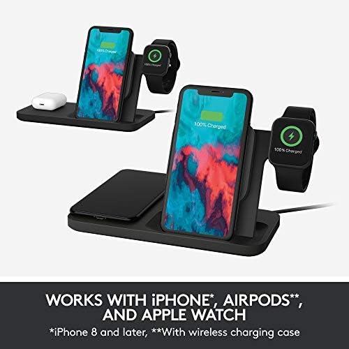 Logitech Powered 10W Wireless Charging 3-in-1 Dock Graphite for iPhone 11 Pro Max/11 Pro/11/XS Max/XS/XR/X Apple Watch 5/4/3/2/1 Airpods Pro Airpods 2 Airpods 1 and Other qi-Enabled Devices