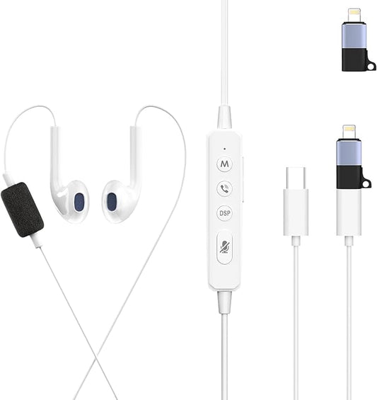 Sound Card Karaoke Headset with in-Ear Monitoring Voice Changer Reverberation Built-in Sound Card Karaoke Microphone Portable Karaoke Headphones Type C HiFi Wired Earbuds for Musician