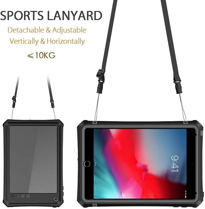 Compatible with iPad mini 4/5 7.9-inch Waterproof Case A2133 A2124 A2126 IP68 Slim Shock-Dust-Snow-Proof Full-Body Sealed Underwater TPU PC Outdoor Transparent Cover with Kickstand Lanyard