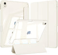 Case for iPad Air 11 Inch M4/M3/M2 2026/2025/2024 iPad Air 5th/4th Gen 10.9 Inch Case 2022/2020 with Pencil Holder Magnetic Detachable of Clear Back Cover Slim &amp Tri-Fold Cover Cream White