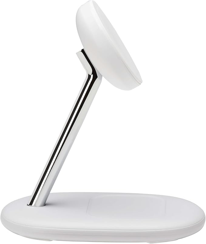 Eaton Tripp Lite Series Wireless Charger Stand 20W Magnetic Charging Stand MagSafe MFi Charging for Apple iPhone &amp AirPods Adjustable Stand 3ft Cable White 1-Year Warranty (U280MS-2N1-WH)