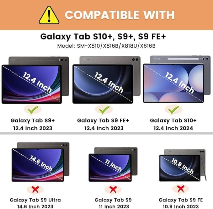INFILAND for Galaxy Tab S10+ S9+ Plus/S9 FE+ Plus Keyboard Case [High Precision Tackpad] 360 Rotating Stand Detachable Magnetic Wireless Keyboard Cover Light Black