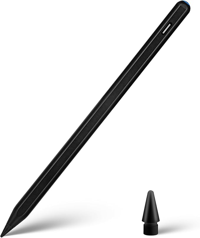 iPad A16 Pencil with Fast Charging Palm Rejection Tilt Sensitive High Precision Replacement for Original Apple Pencil Compatible with iPad 2018-2025 Air Pro Mini White (D-Black)