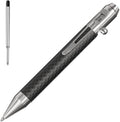 Cool Hand 4.9'' Carbon Fiber Bolt Action Pen with Retractable Stylus Tip for Any Touch Screen Ballpoint Ink Refillable Compact Size Skelton Out Deep Pocket Clip (Carbon Fiber Silver)