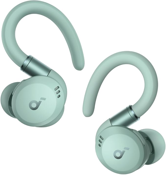 Soundcore Sport X20 by Anker True-Wireless Workout Earbuds Rotatable and Extendable Ear Hooks Noise Cancelling Deep Bass IP68 Waterproof Sweatproof Dustproof 48H Play Sport Earbuds for Gym