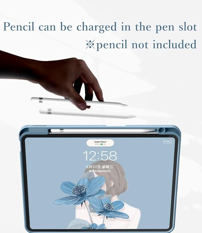 Keyboard Case for iPad Pro 13 inch (M5 2025) Case with Detachable Round Key Color Keyboard Cover Supports Pencil Magnetic ChargingMisty Blue