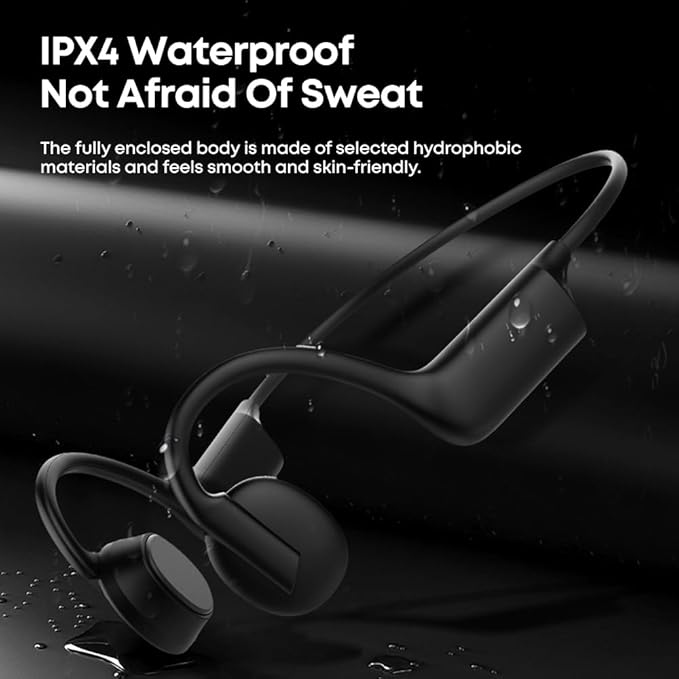 Bone Conduction Headphones Wireless Bluetooth Open- Ear Sport Headphones Quick Charging Long battery Life Upgrade Sweat Proof Earphone for Running Cycling Walking Workout Gift. Includes Case