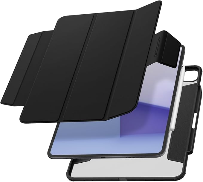 Spigen for iPad Pro 13 inch Case M5/M4 (2025-2024) with Detachable Magnetic Cover Air Skin Pro Clear Transparent Back and Pencil Holder Black