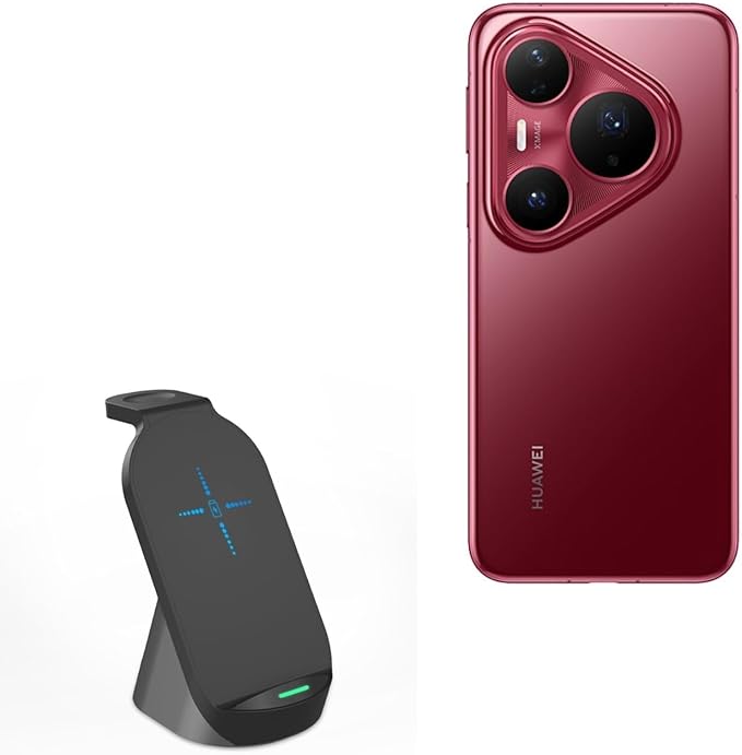 BoxWave Charger Compatible with Huawei Pura 80 Pro+ - Compact Wireless MultiCharge Stand (10W) Wireless Qi Stand Charger Watch Earbuds - Jet Black