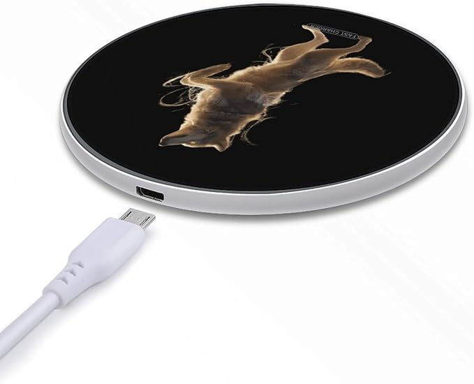 Glowing Wolf Dancing Fast Portable Charger 10W Funny Graphic Phone Charging Pad with USB Cable