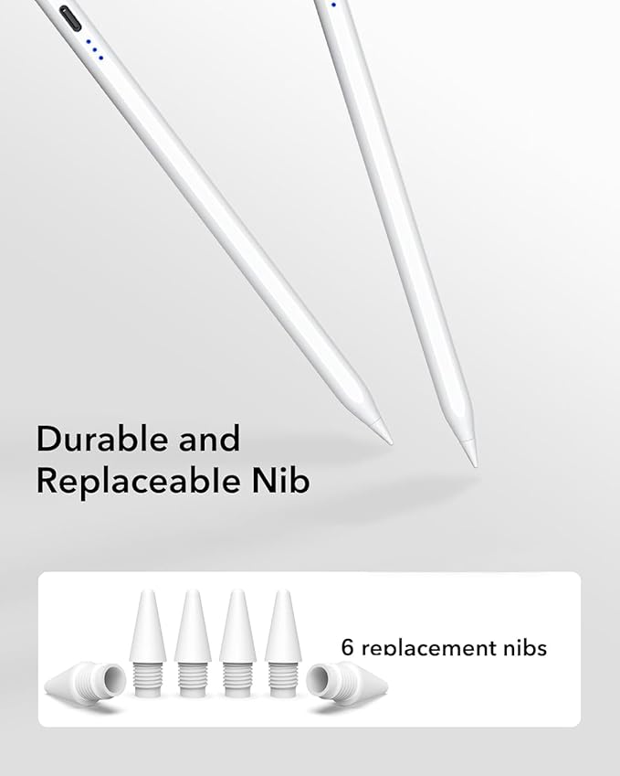 【2Pack】 Stylus Pen for Apple iPad 2018-2025 A16 11/10/9/8/7/6iPad mini A17 Pro/6/5iPad Air M3/M2 11/13/5/4/3iPad Pro M5/M4 13/12.9/11 USB-C Fast Charging PencilPixel-Perfect Tilt Sensitivity