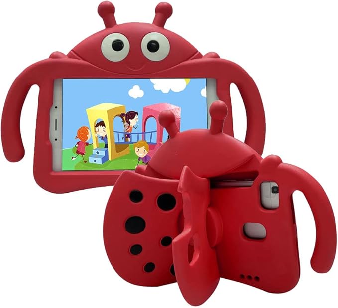 for Alcatel Joy Tab 2 Case for Kids Children Friendly Shockproof Protective Stand Handle Cover for Joy Tab 2 Case Alcatel 2020 8 Tablet (Model: 9032Z) for Boys Girls Cute Ladybug - Red