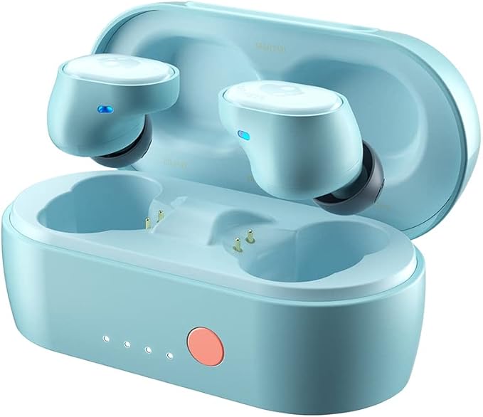 Skullcandy Sesh Evo in-Ear Wireless Earbuds 24 Hr Battery Microphone Works with iPhone Android and Bluetooth Devices - Bleached Blue