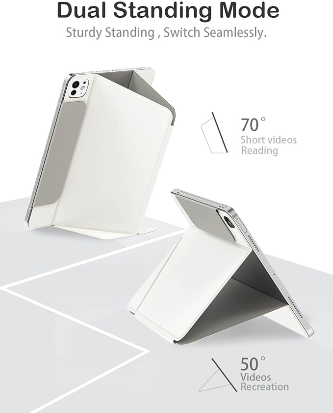 Feams for iPad Pro 11 Inch Case M5/M4 2025/2024 Slim iPad Pro 11 Inch M5/M4 Case 2025/2024 Magnetic Detachable Clear Back with Horizontal Adjustable Stand &amp Vertical Stand &amp Auto Sleep Cream