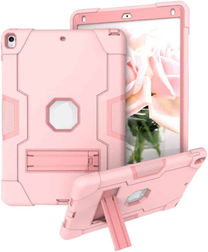 Jaorty 3 in 1 Hybrid Case for iPad Air 3 10.5 &amp iPad Pro 10.5 - Heavy Duty Shockproof Anti-Slip Anti-Scratch Pink