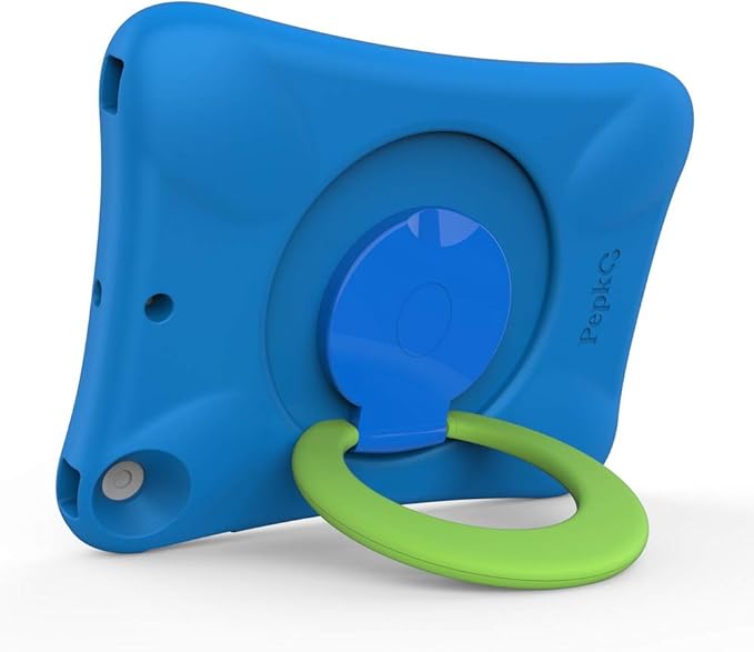 NLR FUN Pepkoo Kids EVA Case for iPad | Multi-Direction Stable Stand | Compatible with 10.2-Inch iPad 2021/2020/2019 (9th/8th/7th Generation) (Blue+Green)